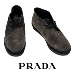 Prada Men's Chukka Boots in Gray Suede